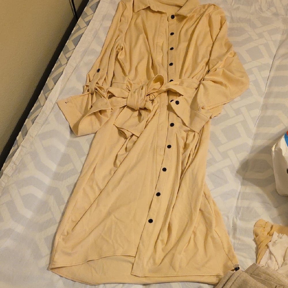 Elegant Cream Button-Down Dress